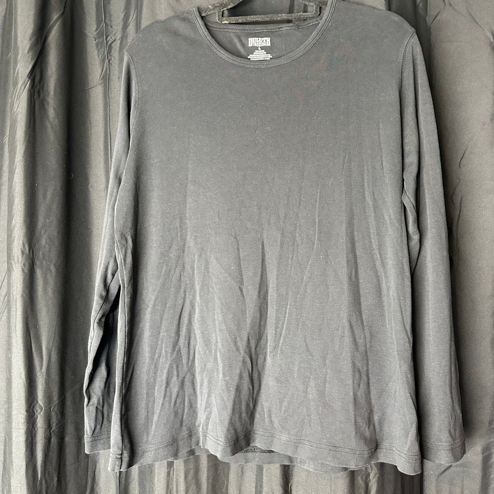 Duluth Trading Co Men's Long Sleeve T-Shirt Black 100% Cotton Crew Neck Large